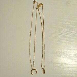 SIXTY Stax Gold Plated Love And Crescent‎ Moon Necklaces 16"